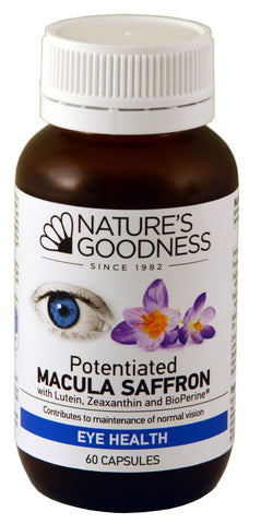 POTENTIATED MACULA SAFFRON with Lutein, Zeaxanthin and BioPerine 60 Capsules